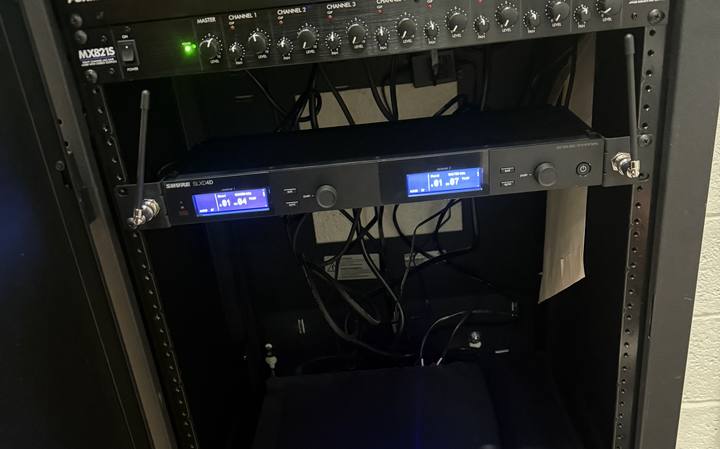 A rack of audio equipment